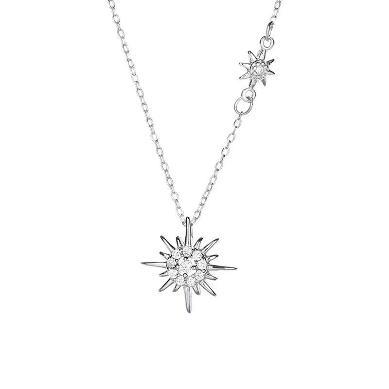 Fine 925 Sterling Silver Geometric Shape Charm Pendant Choker Exquisite Jewelry