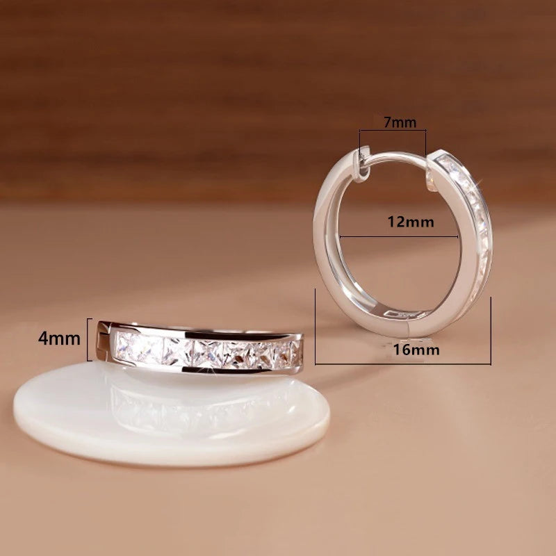 New 925 Sterling Silver Pure Zircon Earring Circle Elegant Jewelry