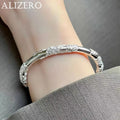 New 925 Sterling Silver Delicate Flowers Bangle Bracelet