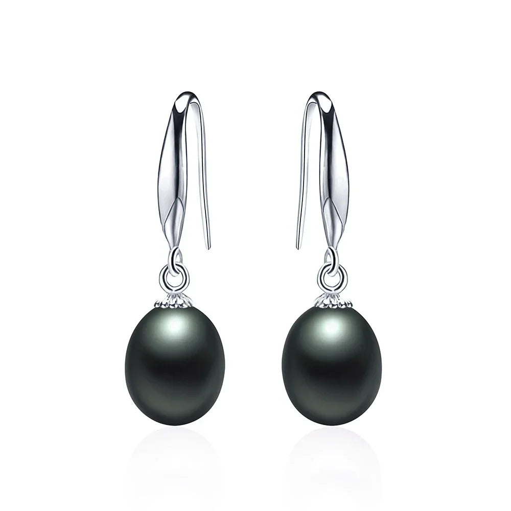 New 925 Sterling Silver Natural Freshwater Cultured Pearl Drop Earrings Fine Jewelry