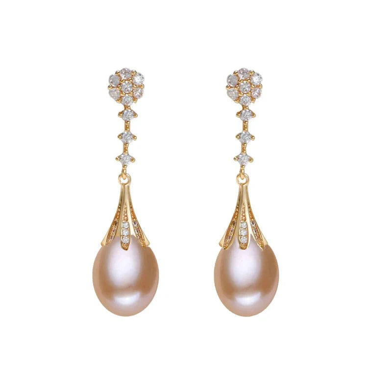 Real Natural Pearl Drop Earrings 925 Silver Earrings Choice of Color