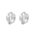 New 925 Sterling Silver Silver Freshwater Pearl Bead Round Hoop Earrings Fine Jewelry