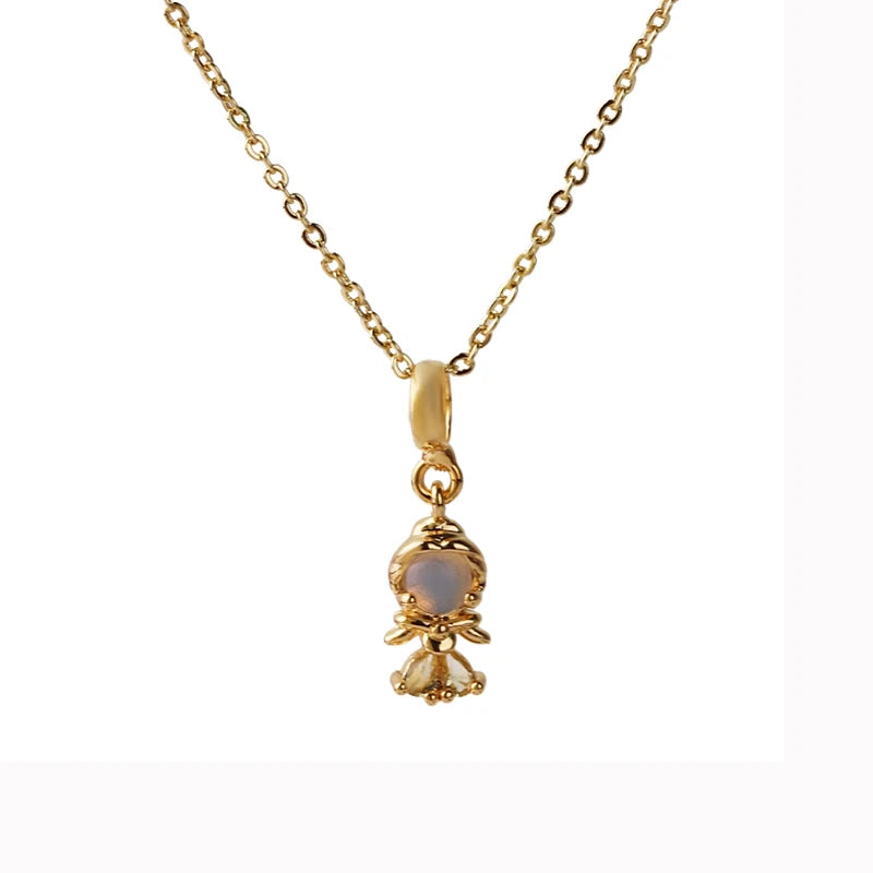 Stainless Steel Colorful Zircon Fairy Tale Little Princess Necklace Gold-Plated Universal Chain Clavicle Chain Sweet Temperament
