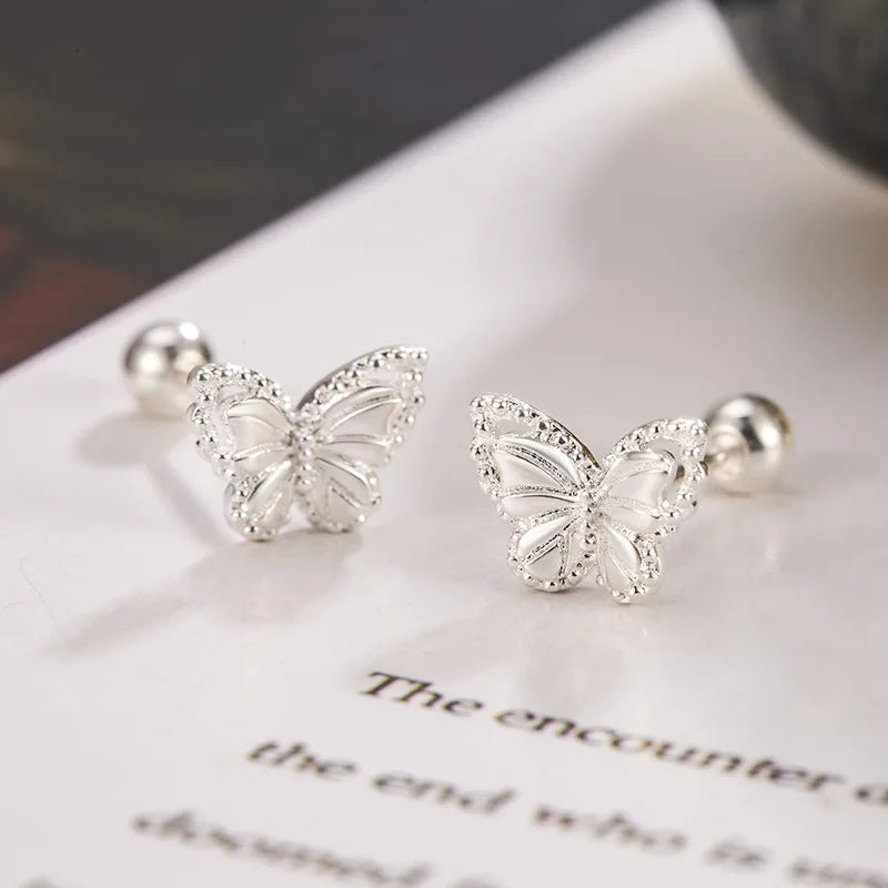New 925 Sterling Silver Zircon Crystal Butterfly Earrings Fine Jewelry