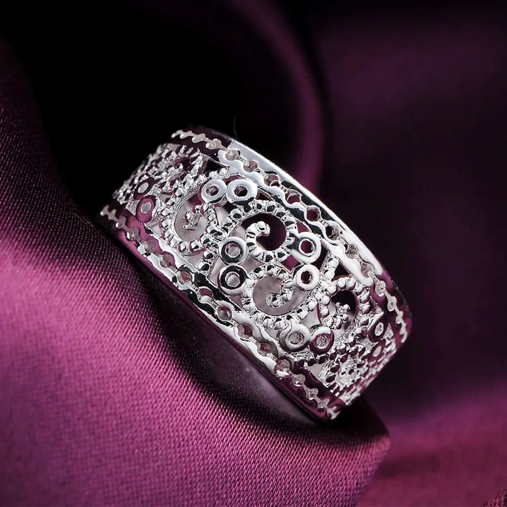 925 Sterling Silver Hollow Band Ring 