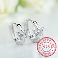 New Princess 925 Sterling Silver Butterfly Cubic Zirconia Small Hoop Huggie Earrings Fine Jewelry
