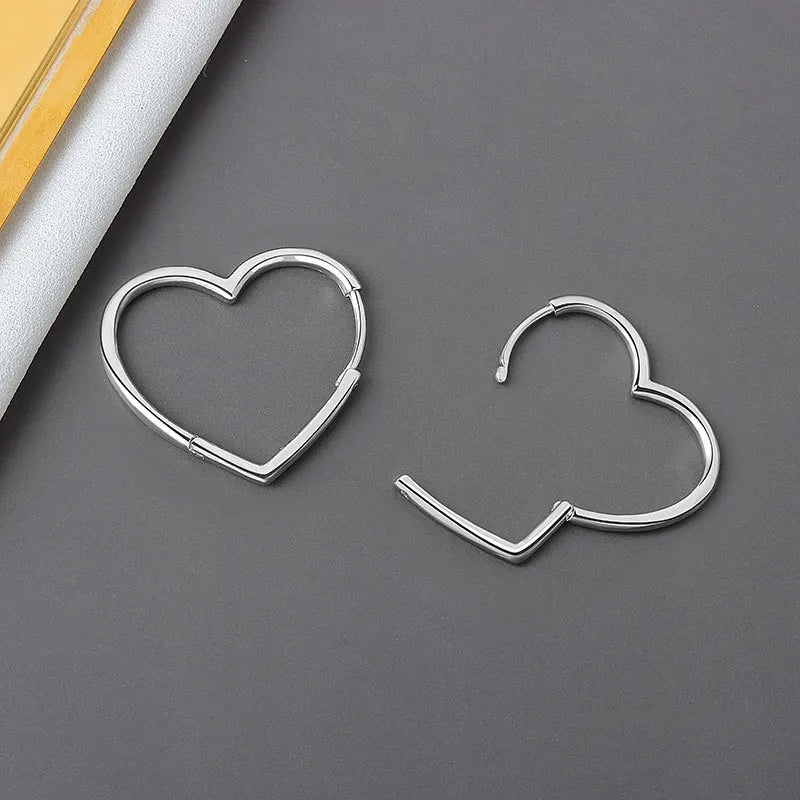 New 925 Sterling Silver 18k Gold Plated Earrings Heart Charm Jewelry Vintage
