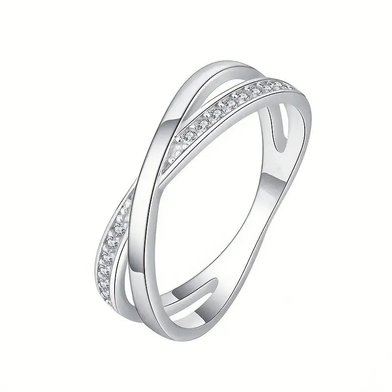 925 Sterling Silver Cross Ring Brilliant AAA Cubic Zirconia Fine Jewelry