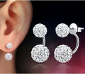 New 925 Sterling Silver Real Zircon Ball Stud Earrings Fine Jewelry