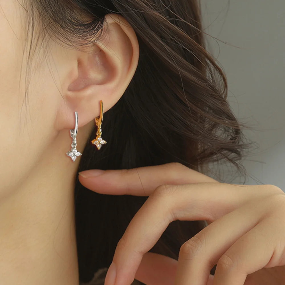 New 925 Sterling Silver 18k Gold Plated Leaf Earring Fine Jewelry