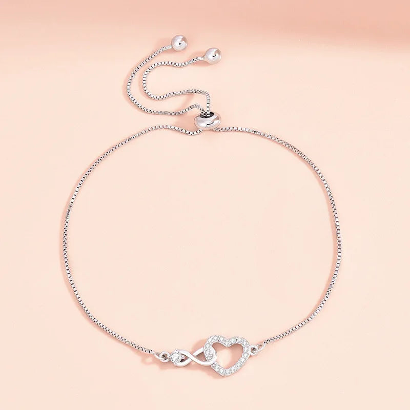 Fine 925 Sterling Silver Crystal Custom Heart Bracelet Jewelry Fashion Designer