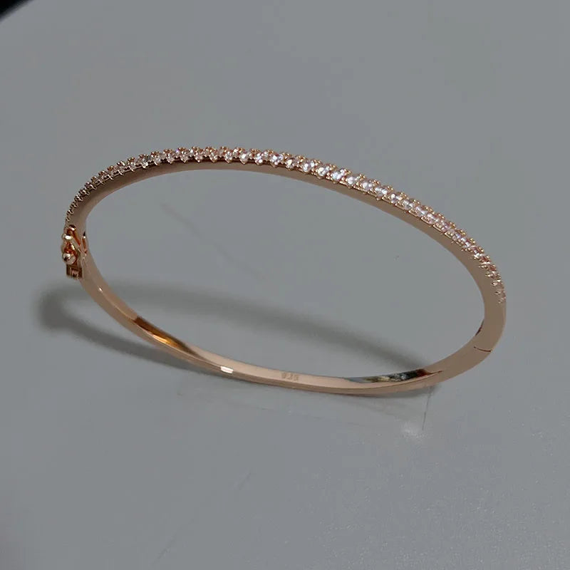 Pure 925 Sterling Silver Bangle Bracelet Pure Zircon Jewelry