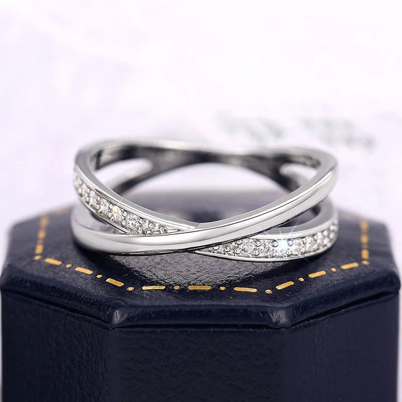 925 Sterling Silver Cross Ring Brilliant AAA Cubic Zirconia Fine Jewelry