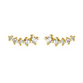 Real 925 Sterling Silver 18k Gold Plated Real Zircon Arc Stud Earrings for Fashion Fine Jewelry Minimalist