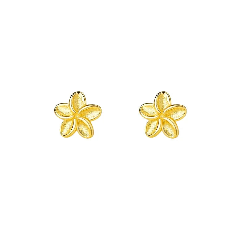 Real 925 Sterling Silver 18k Gold Plated 5MM Flower Mini Stud Earrings Fine Jewelry