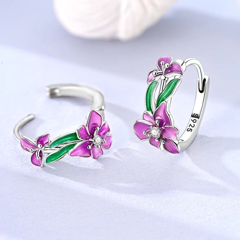 925 Sterling Silver Earrings Sparkling Colorful Iris Hoop Earring Jewelry Gifts