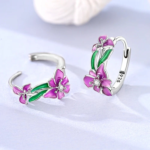 925 Sterling Silver Earrings Sparkling Colorful Iris Hoop Earring Jewelry Gifts
