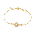 S925 Sterling Silver 18K Gold Plated Star Moon Bracelet Fine Jewelry