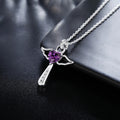 Fine 925 Sterling Silver Angel Noble Crystal Cross Pendants Necklace Jewelry