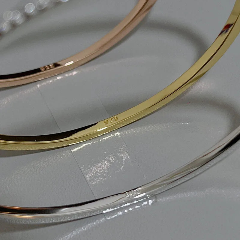 Pure 925 Sterling Silver Bangle Bracelet Pure Zircon Jewelry