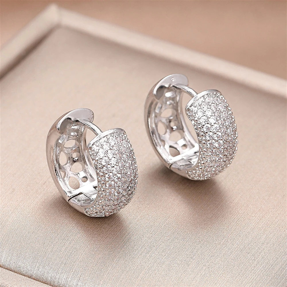 925 Sterling Silver Cubic Zirconia Hoop Earrings Vintage Small Earrings Hypoallergenic Jewelry