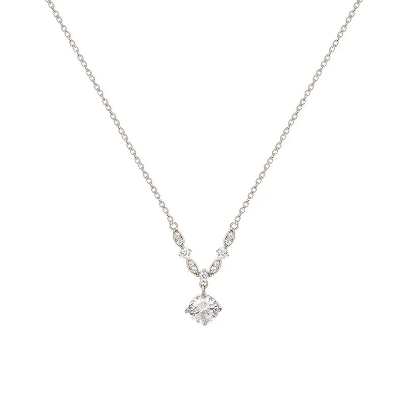 New 925 Sterling Silver Geometric Shape Charm Pendant Choker Necklace Exquisite Jewelry