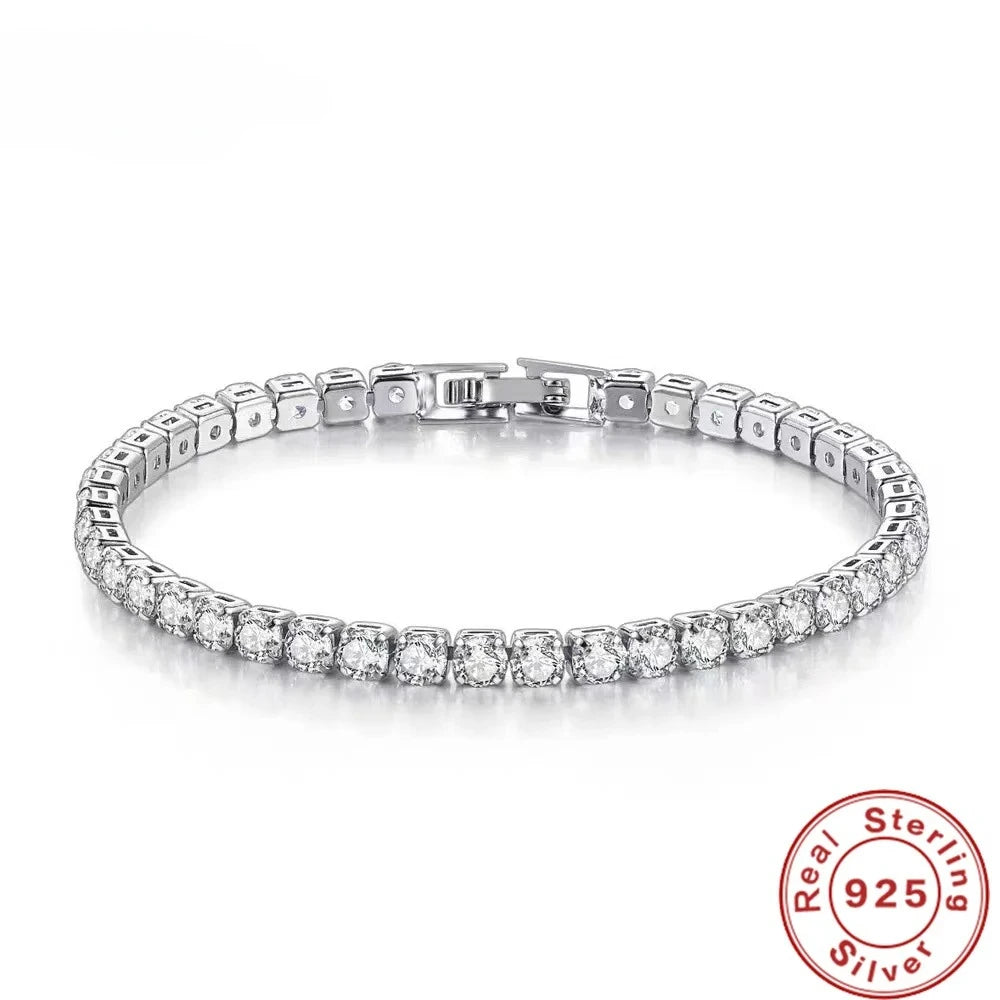 Fine 925 Sterling Silver Crystal Zircon Bracelet Fine Jewelry