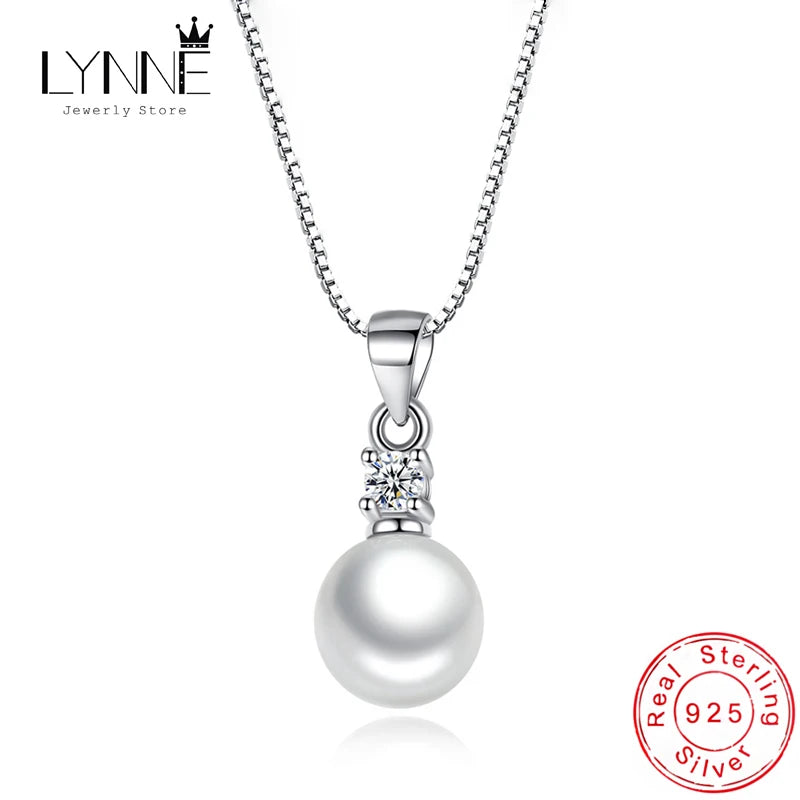 New 925 Sterling Silver Freshwater Pearl Zircon Pendant Necklace Choker Necklace