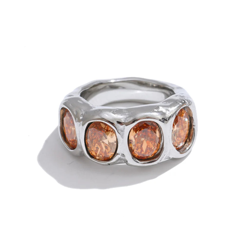 Size 678 Stainless Steel Shiny Cubic Zirconia round Fashion Ring High-Grade Stylish Exquisite Jewelry Accessories