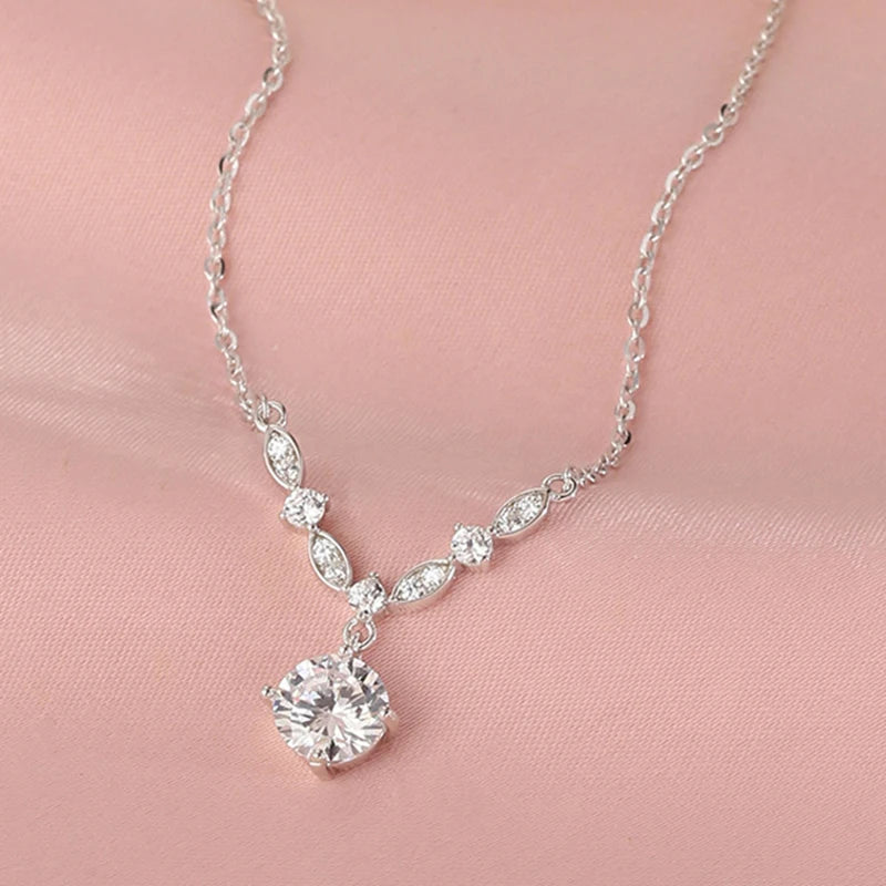 New 925 Sterling Silver Geometric Shape Charm Pendant Choker Necklace Exquisite Jewelry