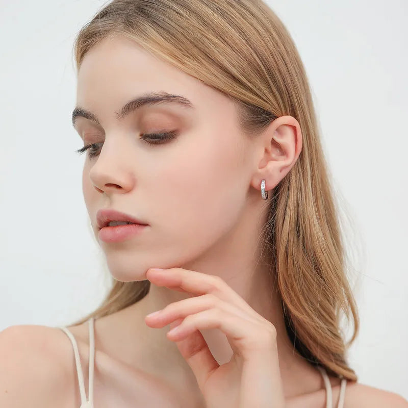 New 925 Sterling Silver Pure Zircon Earring Circle Elegant Jewelry