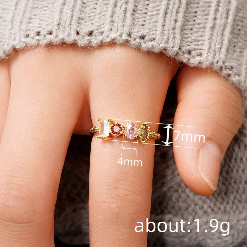 925 Sterling Silve 18k Gold Plated Cubic Zirconia Ring Fine Jewelry