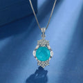 Neew 925 Sterling Silver Pure Zircon Paraiba Tourmaline Pendant Necklace Fine Jewelry