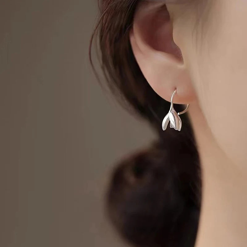 New 925 Sterling Silver Flower Stud Earrings Classic Fine Jewelry
