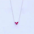 Fine 925 Sterling Silver Sweet Heart Shaped Red Crystal Pendant Necklace
