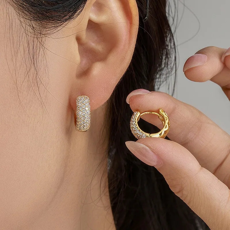 925 Sterling Silver Cubic Zirconia Hoop Earrings Vintage Small Earrings Hypoallergenic Jewelry