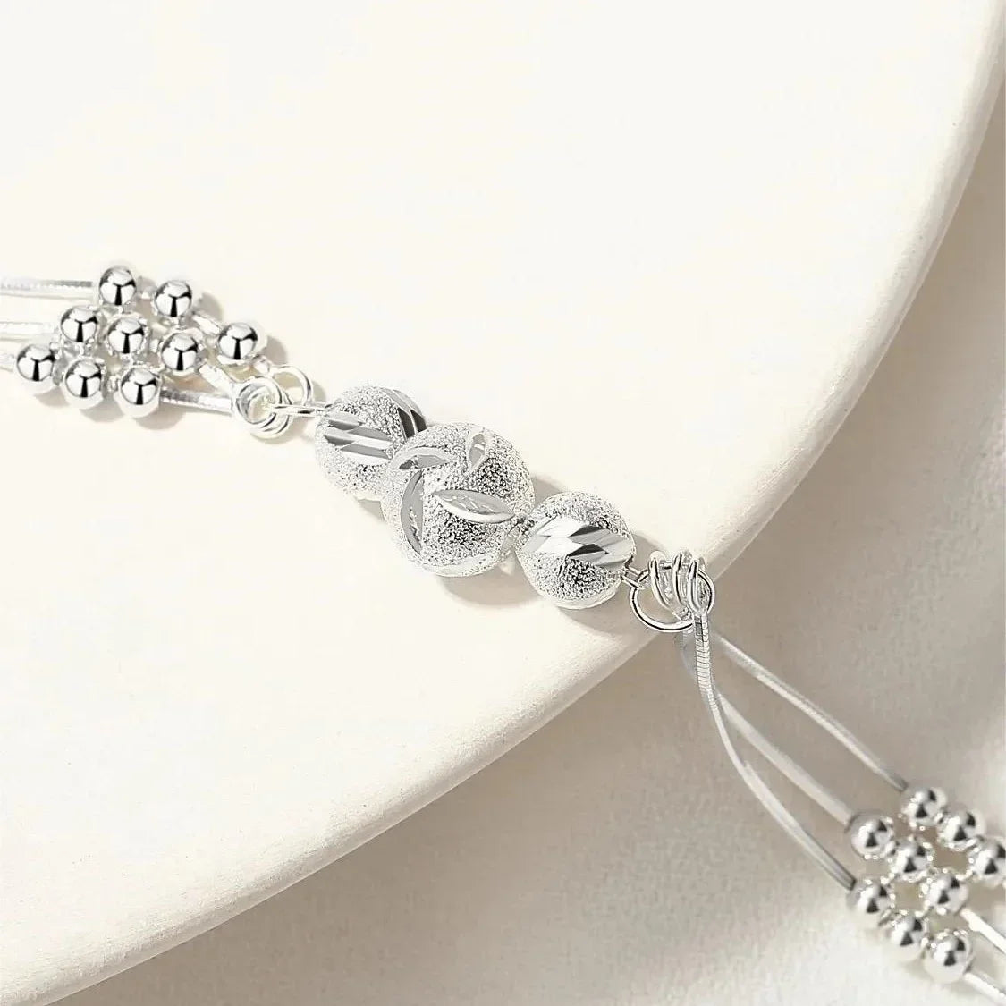 Fine 925 Sterling Silver Lucky Beads Bracelets Luxury Multilayer Adjustable Bracelet Jewelery