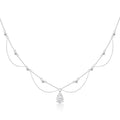 Fine 923 Sterling Silver Double Water Droplet Shape Choker AAA Zircon Chain Necklace Fine Jewelr