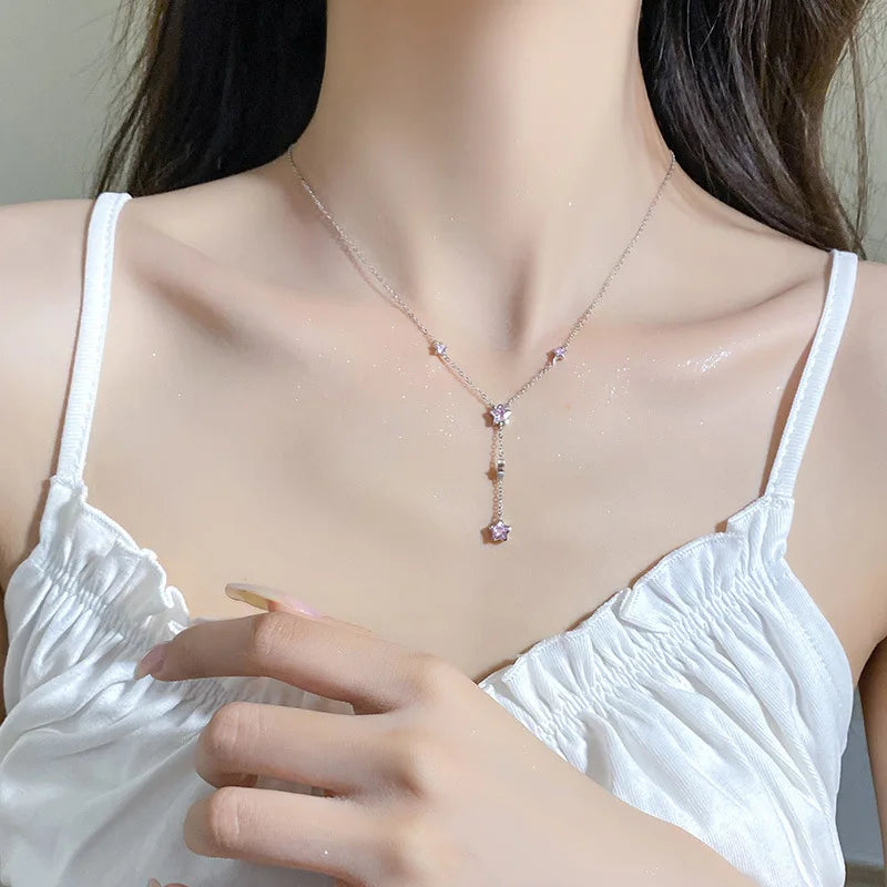 Fine 925 Sterling Silver Glossy Heart Pendant Necklace Fashion  Jewelry