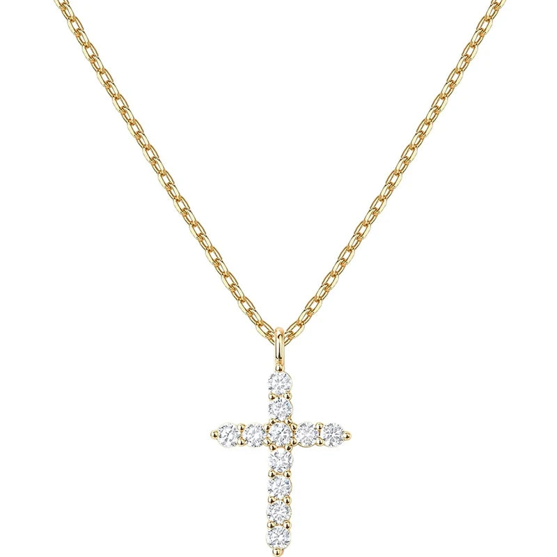 14K Gold Plated Cross Pendant  Necklace Gold Necklace
