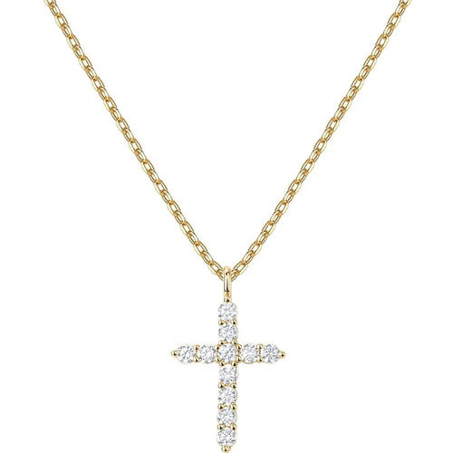 14K Gold Plated Cross Pendant  Necklace Gold Necklace