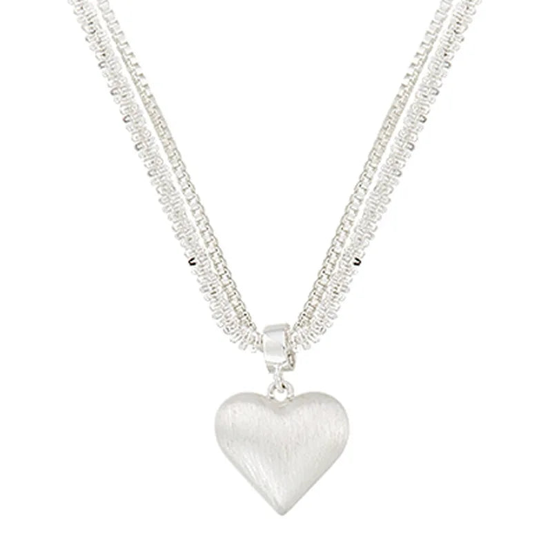 Fine 925 Sterling Silver Love Necklace Simple Style Heart Charm Pendant Choker Fine Jewelry