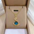 Light Luxury Stainless Steel Blue Starry Planet Pendant Necklace Fashion Women's Clavicle Chain
