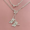925 Sterling Silver Two Dragonfly Pendant Necklace for Women Snake Chain Necklace Jewelry
