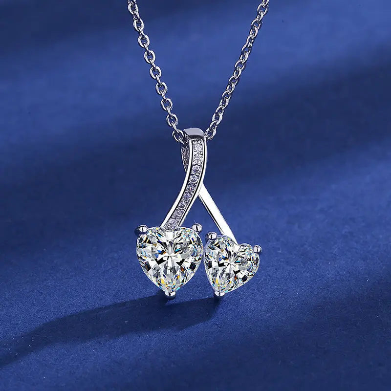 925 Sterling Silver Necklace Pendant Charm Zircon Heart Jewelry