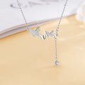 Fine 925 Sterling Chain Silver Butterfly Necklace Fashionable Tassel Collarbone Jewelry