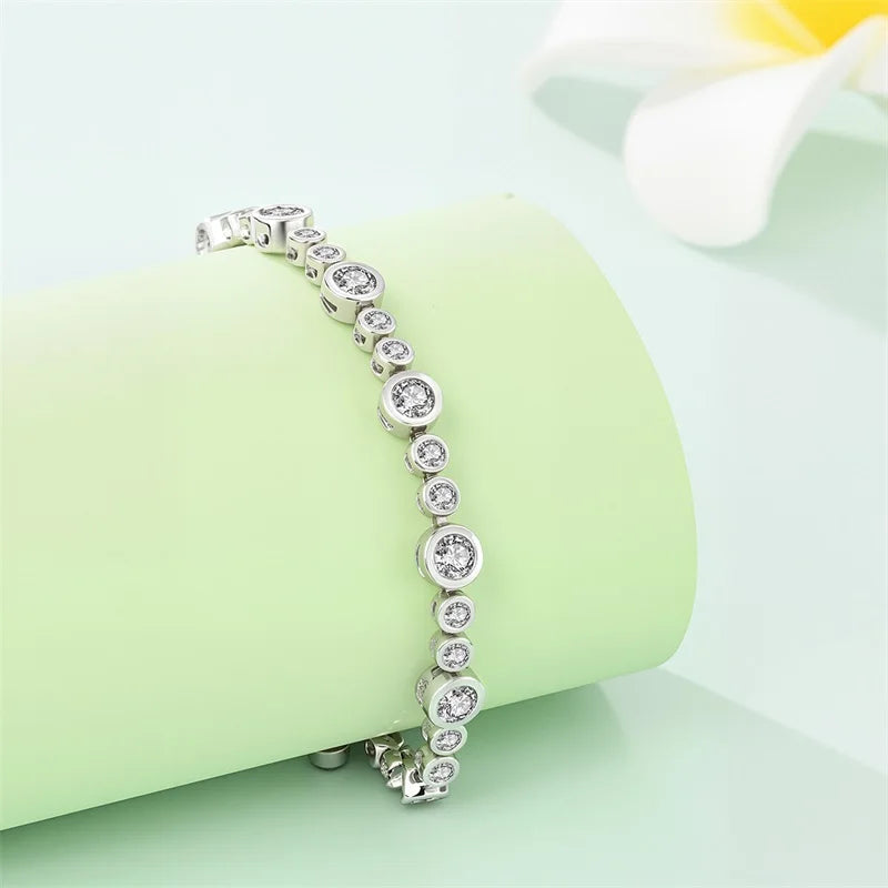 New 925 Sterling Silver Starry Bubble Pure Zircon Bracelet Fine Jewelry