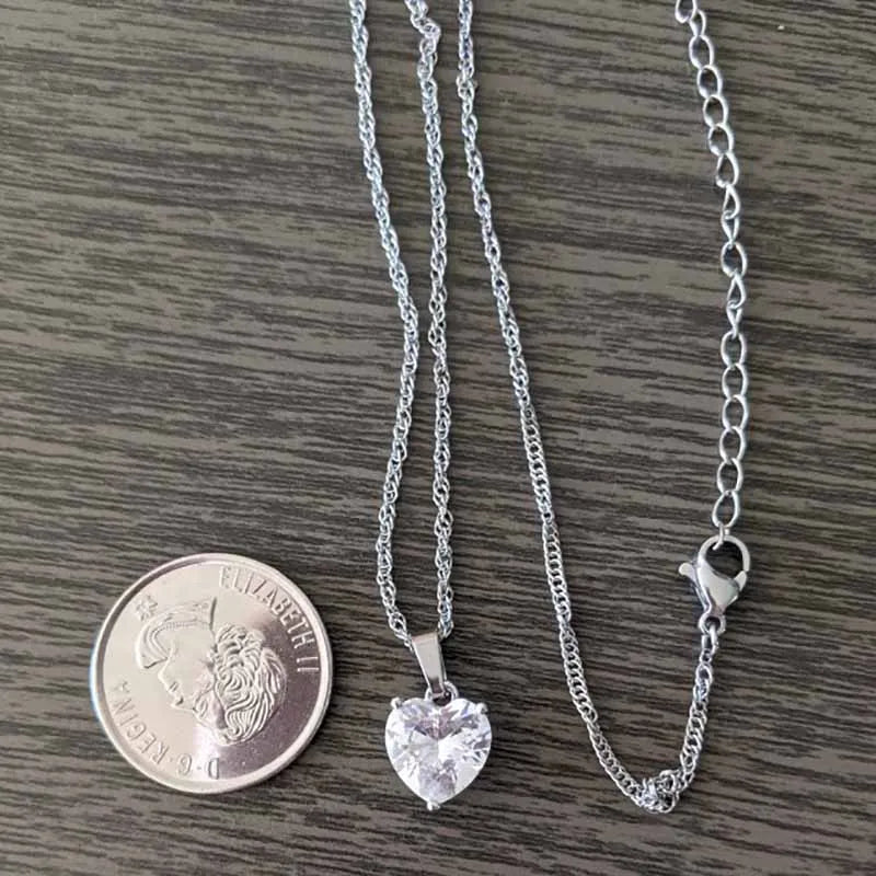 Heart Necklaces for Women Stainless Steel Gold Plated Chain Zircon Heart Pendant Choker Necklace Wedding Boho Jewelry Gift Femme