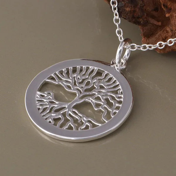 New 925 Sterling Silver Necklace Tree of Life Pendant Exquisite Fine Jewelry 