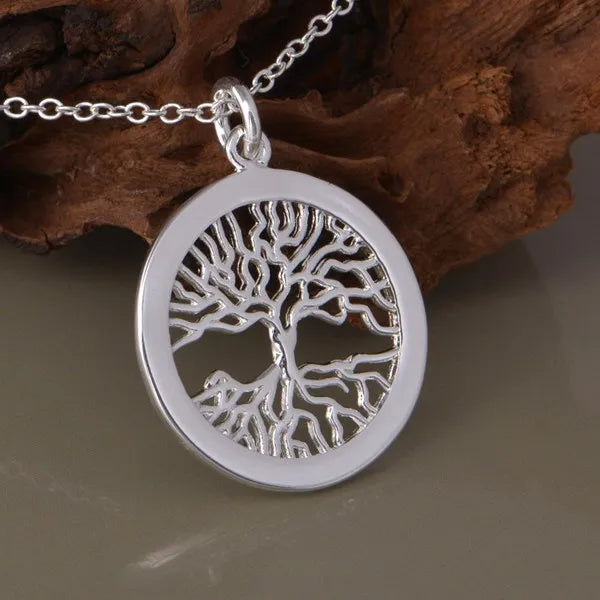 New 925 Sterling Silver Necklace Tree of Life Pendant Exquisite Fine Jewelry 